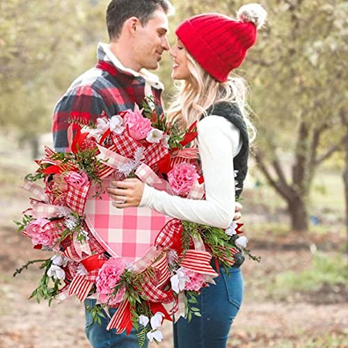 Guirnalda de San Valentín - Guirnalda de malla de San Valentín con corazón, decoración acrílica de San Valentín para amantes, adorno de San Valentín para bodas, aniversario, decoración del hogar Binle