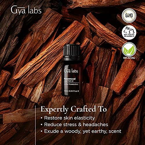 Gya Labs aceite esencial de palisandro para el cuidado de la piel y el alivio del estrés - Para pieles maduras - Difundir para facilitar la respiración - Aceite de grado terapéutico puro 100 - 10 ml