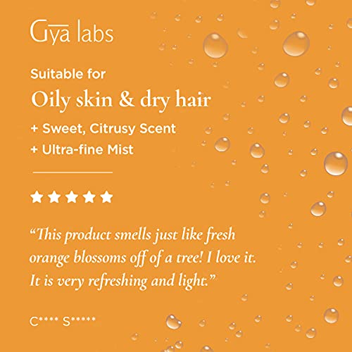 Gya Labs Orange Blossom Hydrosol para pieles grasas y secas y para domar el cabello encrespado - 100 Pure Unrefined Essential Oil Spray Body Mist - 100ml