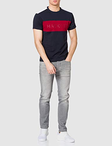 Hackett London Fine JSY PNL Multi Camiseta, 5dcazul Marino/Rojo, S para Hombre