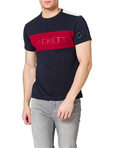 Hackett London Fine JSY PNL Multi Camiseta, 5dcazul Marino/Rojo, S para Hombre