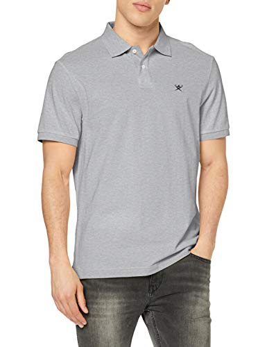 Hackett London Slim Fit Logo Camisa Polo Hombre, Gris (Light Grey), Large