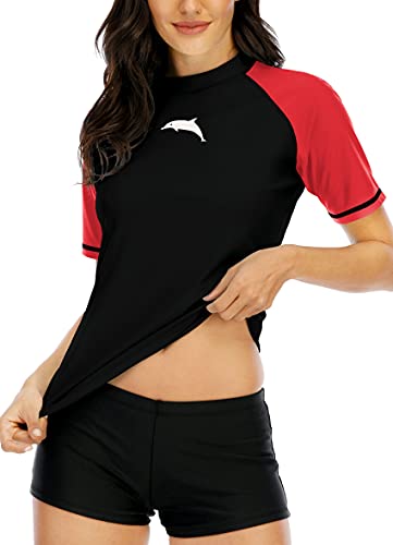 Halcurt Rash Guard UV UPF 50+ Bañador de Manga Corta para Mujer