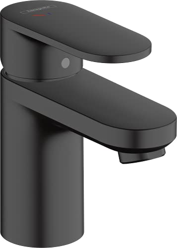 hansgrohe Vernis Blend Grifo monomando de lavabo 70 CoolStart con vaciador automático, negro mate, 71584670