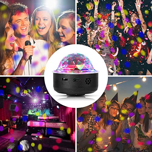 Haofy Luz de Escenario RGB, Mini luz de música con Base magnética, luz de Discoteca con Control de Sonido para Bodas, Fiestas, Bares, Clubes, KTV, USB Recargable(Negro)