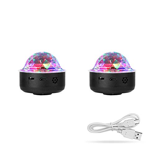 Haofy Luz de Escenario RGB, Mini luz de música con Base magnética, luz de Discoteca con Control de Sonido para Bodas, Fiestas, Bares, Clubes, KTV, USB Recargable(Negro)