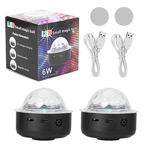 Haofy Luz de Escenario RGB, Mini luz de música con Base magnética, luz de Discoteca con Control de Sonido para Bodas, Fiestas, Bares, Clubes, KTV, USB Recargable(Negro)