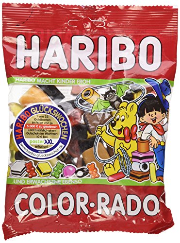 Haribo Color-Rado, Colorrado, Gomitas de Fruta, Gominolas, Ositos de Goma, Regaliz, Mezcla de Regaliz, En Bolsa, Bolsa, 200 g