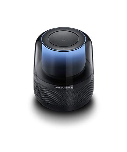 Harman Kardon Allure - Altavoz inteligente de cable, con sonido estéreo de 360 grados, luces de ambiente y Alexa integrada, negro