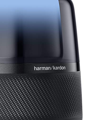 Harman Kardon Allure - Altavoz inteligente de cable, con sonido estéreo de 360 grados, luces de ambiente y Alexa integrada, negro