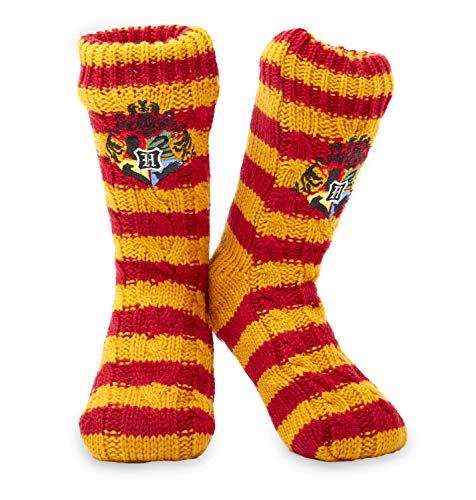 Harry Potter Calcetines Antideslizantes Mujer Con Forro Polar, Zapatillas de Casa Punto Invierno, Calcetín Mujer Grueso Lana, Accesorios Harry Potter Regalos Para Niños Niñas Mujeres Hombres