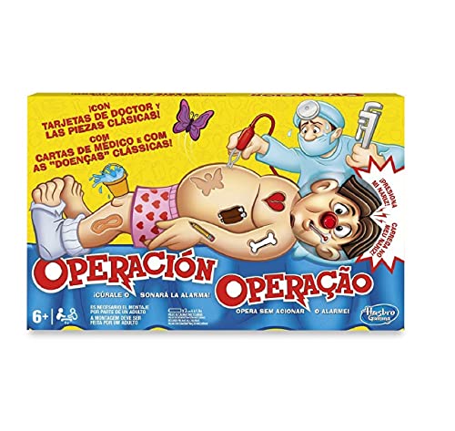 Hasbro Gaming Juego clásico de Operación, juego de mesa electrónico con tarjetas, para jugar dentro de casa, para niños a partir de 6 años