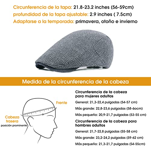 heekpek Boinas Hombre Verano Invierno Boina de Los Hombres Sombrero Masculino Casual Vintage al Aire Libre Clásico Sombrero de Copa Plano Algodón Ajustable Casquillo Plano Sombreros (Armada)