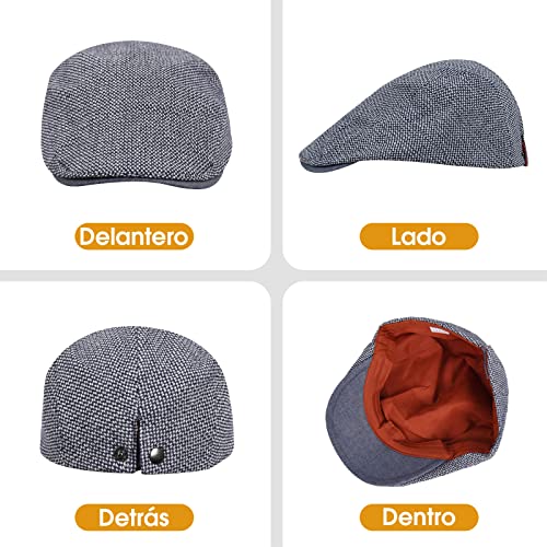 heekpek Boinas Hombre Verano Invierno Boina de Los Hombres Sombrero Masculino Casual Vintage al Aire Libre Clásico Sombrero de Copa Plano Algodón Ajustable Casquillo Plano Sombreros (Armada)