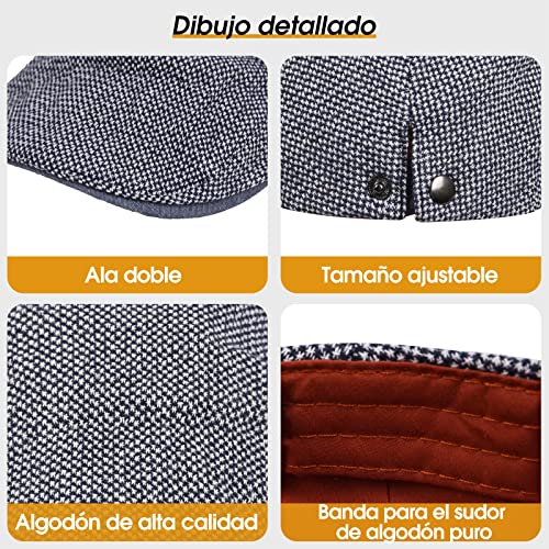 heekpek Boinas Hombre Verano Invierno Boina de Los Hombres Sombrero Masculino Casual Vintage al Aire Libre Clásico Sombrero de Copa Plano Algodón Ajustable Casquillo Plano Sombreros (Armada)