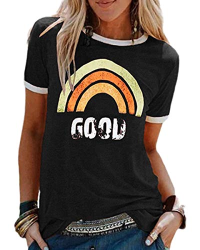 heekpek Camisetas Mujer Manga Corta Verano Camisetas Tops Algodón Amisetas de Impresión Manga Corta T Shirt Mujer Remeras Top Cuello Redondo Ocasionales Blusas Deportiva Moda Camisas