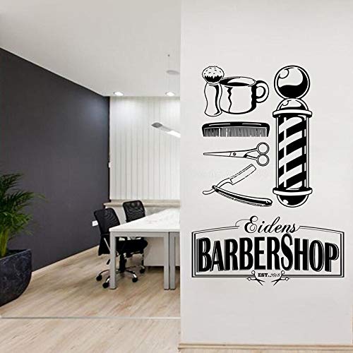 Herramientas Logo Mural Herramientas de barbero Barbería Calcomanía de Pegatinas de Vinilo Hombre Papel Tapiz de barbería Tienda de Moda Salón Decoración Fina 42cm x 61cm