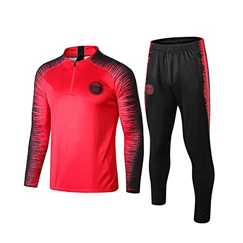 HeXRong Chándal De Entrenamiento De Fútbol Para Club De Fútbol Europa Chándal De Manga Larga Para Adultos Paris, Primavera Y Otoño Unisex Uniformes De Competición (Color : Red, Size : S)