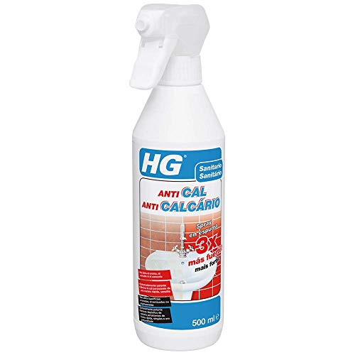 HG Spray antical en espuma, Fórmula de Ultra Concentrada, Elimina las Manchas de Cal del Baño, Cabezales de Ducha, Grifos, Baños y Mamparas (500 ml) - 605050130