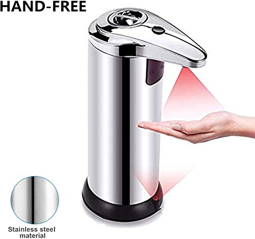 HJRUIUA Dispensador de Jabón Automático de Acero Inoxidable, Sensor de Movimiento por Infrarrojos, Base Impermeable, Interruptor Ajustable, para Baño, Cocinas, Hotel, Jabón Líquido, Champú, etc