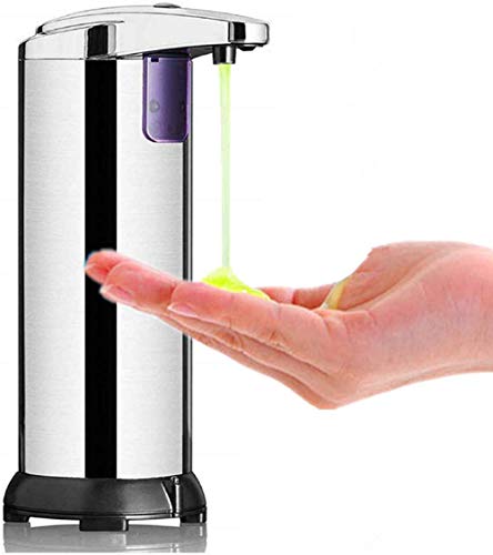 HJRUIUA Dispensador de Jabón Automático de Acero Inoxidable, Sensor de Movimiento por Infrarrojos, Base Impermeable, Interruptor Ajustable, para Baño, Cocinas, Hotel, Jabón Líquido, Champú, etc