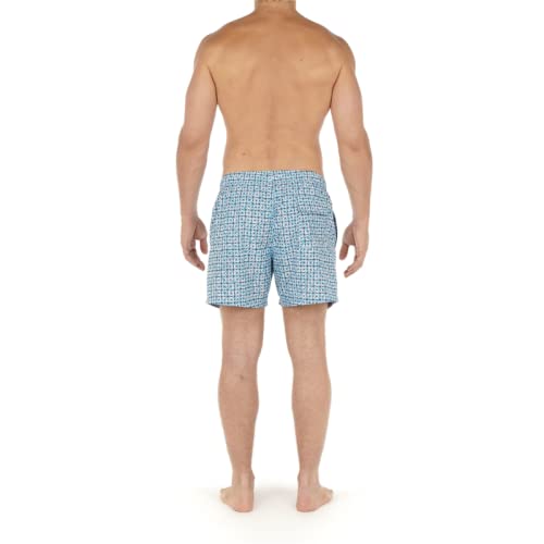 HOM Hombre Beach Boxer Pantalones de Playa 'Ausmane' - Turquoise Print - L