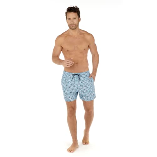 HOM Hombre Beach Boxer Pantalones de Playa 'Ausmane' - Turquoise Print - L