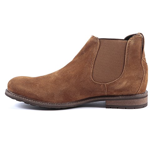 Hombre Gamuza De Cuero Estilo Chelsea Tobillo Botas Hecho A Mano Suela Piel - Hombre, Tostado, 11 UK / 45 EU