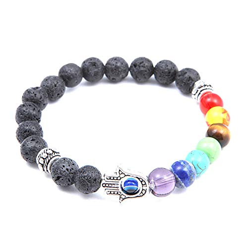 Hombres mujeres 7 chakra pulseras brazalete colores mezclados cristales piedra chakra reza macha pulsera joyería-palma