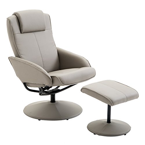 HOMCOM Sillón Relax con Reclinación hasta 145° Giratorio 360° con Reposapiés 78×67×98cm