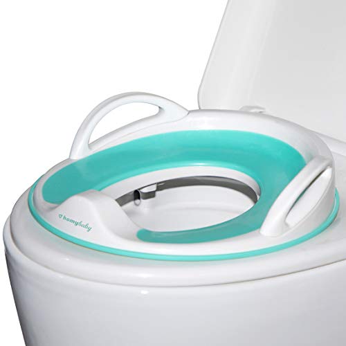 HOMYBABY® Reductor WC Niños - Adaptador WC Niños para Aprender a ir al Baño - Asiento Inodoro Niños Universal - Adaptador Baño Antideslizante - Orinal Bebe WC Portatil - Asiento Bebe Blanco y Turquesa