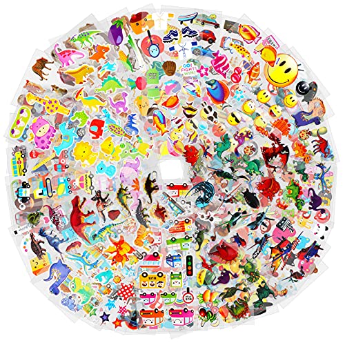 HOWAF 1000+ 3D Puffy Stickers for Children Toddlers, 48 Sheet Variety Stickers Pack for Kids Girls Boys Scrapbooking Rewarding Gifts, Unicorn Sea Animal Dinosaur Fruit Sweet Hospital Life Sport Things