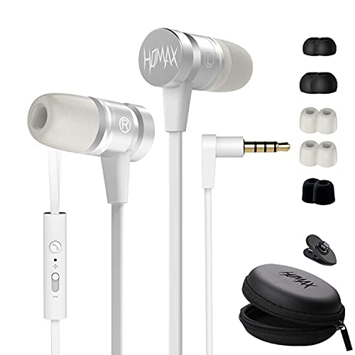 HQMAX Warhammer - Auriculares in-ear con micrófono - Auriculares Hi-Fi de metal, graves profundos, aislamiento de ruido, alta definición, color blanco