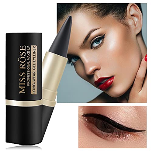 Hspemo Lápiz de sombra de ojos profesional, herramienta de maquillaje impermeable delineador de ojos gel negro duradero delineador de ojos adhesivo lápiz lápiz cosméticos accesorios