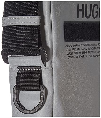 HUGO Onisi Record SP_NS - Bolsa cruzada con cremallera para hombre, color plateado