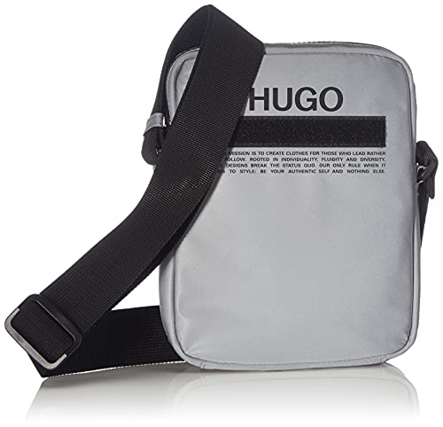 HUGO Onisi Record SP_NS - Bolsa cruzada con cremallera para hombre, color plateado