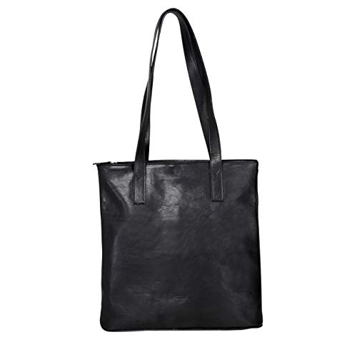 I MEDICI FIRENZE, Bolso de hombro, Bolso de piel, Bolso tote, bolso mujer, Bolso portatil, 13 inch PC, made in Tuscany - ITALY, Negro, 3000/2