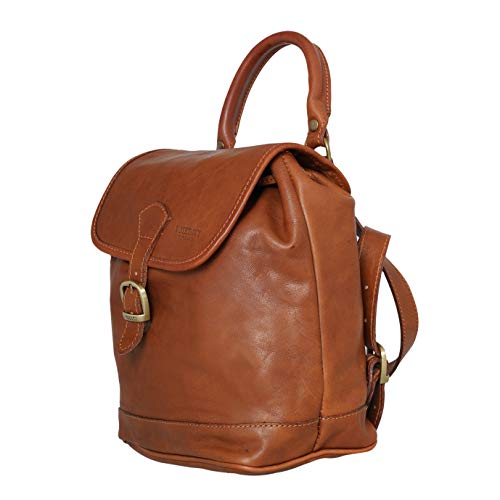 I MEDICI FIRENZE, Mochila de cuero, Mochila mujer, Mochila mujer cuero, Backpack , Made in Tuscany - ITALY, Cognac ( Marron ) 6500