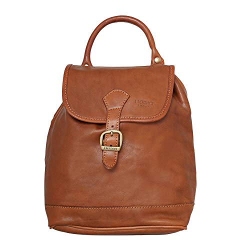 I MEDICI FIRENZE, Mochila de cuero, Mochila mujer, Mochila mujer cuero, Backpack , Made in Tuscany - ITALY, Cognac ( Marron ) 6500