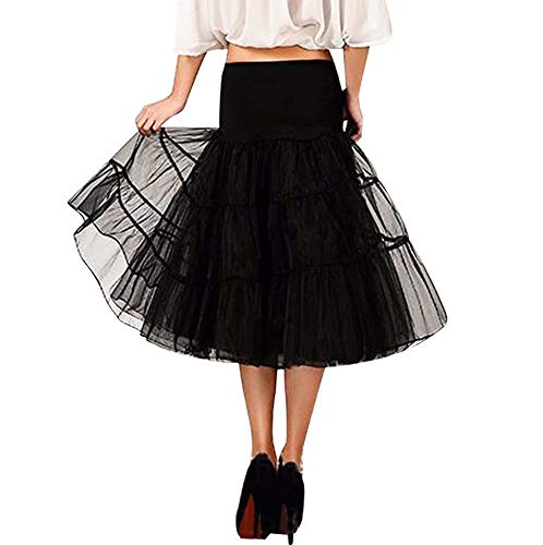 iMixCity Mujeres Cancan 50s Retro Rockabilly Enaguas Retro Faldas Traje de Danza Ballet Tutu Pettiskirt Traje de Carnaval (L, Negro)