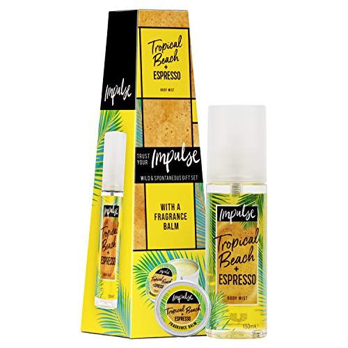 Impulse Wild And Spontaneous Beauty Bag Set de regalo, hidratante Body Spray antitranspirante fragancia desodorante con bálsamo, regalo para mujeres, niñas y adolescentes, relleno de medias de Navidad