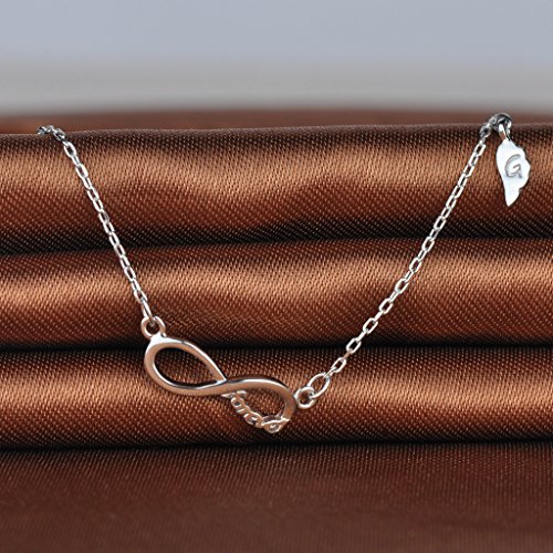 Infinite U - Collar ajustable con símbolo de infinito y texto «forever» en plata fina 925