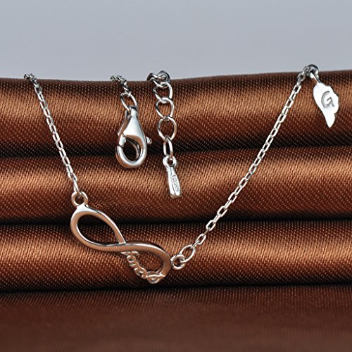 Infinite U - Collar ajustable con símbolo de infinito y texto «forever» en plata fina 925