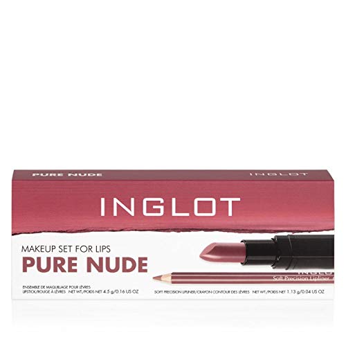 Inglot - Set Maquillaje KIT PURE NUDE PINTALABIOS - LABIAL LIP SATIN 405+ DELINEADOR 63 INGLOT