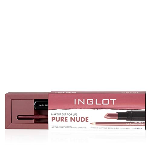 Inglot - Set Maquillaje KIT PURE NUDE PINTALABIOS - LABIAL LIP SATIN 405+ DELINEADOR 63 INGLOT