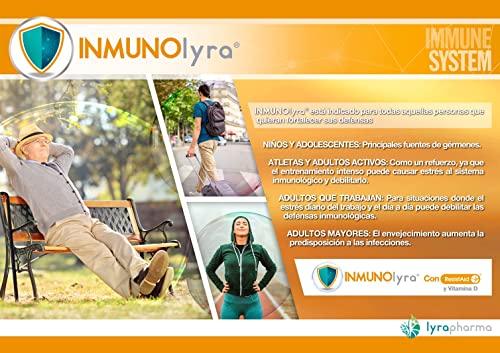 Inmunolyra® con Resistaid® para reforzar nuestro sistema inmunológico – Fórmula testada con prebioticos y vitamina D con una triple acción de ayuda a nuestras defensas – 60 cápsulas vegetales