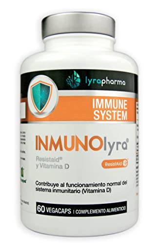 Inmunolyra® con Resistaid® para reforzar nuestro sistema inmunológico – Fórmula testada con prebioticos y vitamina D con una triple acción de ayuda a nuestras defensas – 60 cápsulas vegetales