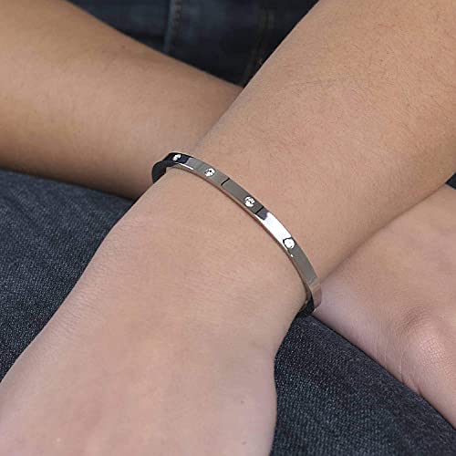 inSCINTILLE Pulseras Rìgidas Acero Inoxidable con Puntos de luz en Zirconia Cúbica (Plata)