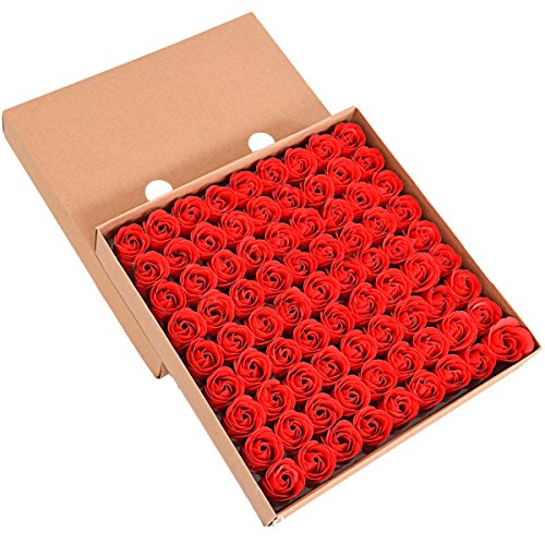 iSpchen Butterme Juego de 81 jabones de baño aromáticos, Fabricados a Mano, Aroma a Rosas, diseño de capullos con pétalos, envío en Caja de Regalo, para Boda