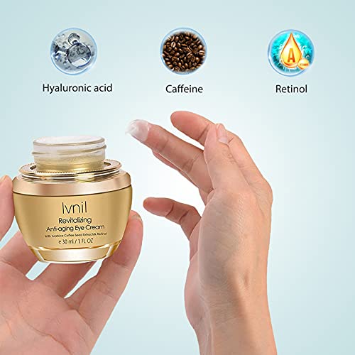 Ivnil Retinol Crema para los ojos Eye Cream Contiene Ácido Hialurónico Antiarrugas-Corrector para Evitar la Caída de los Párpados-30ml